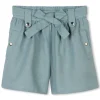 Belted linen shorts