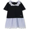 Bimaterial collared dress