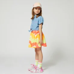Bimaterial dress with collar