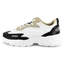 Bi-material lace-up trainers