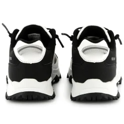 Bi-material lace-up trainers