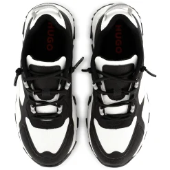 Bi-material lace-up trainers