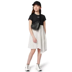 Bi-material party dress