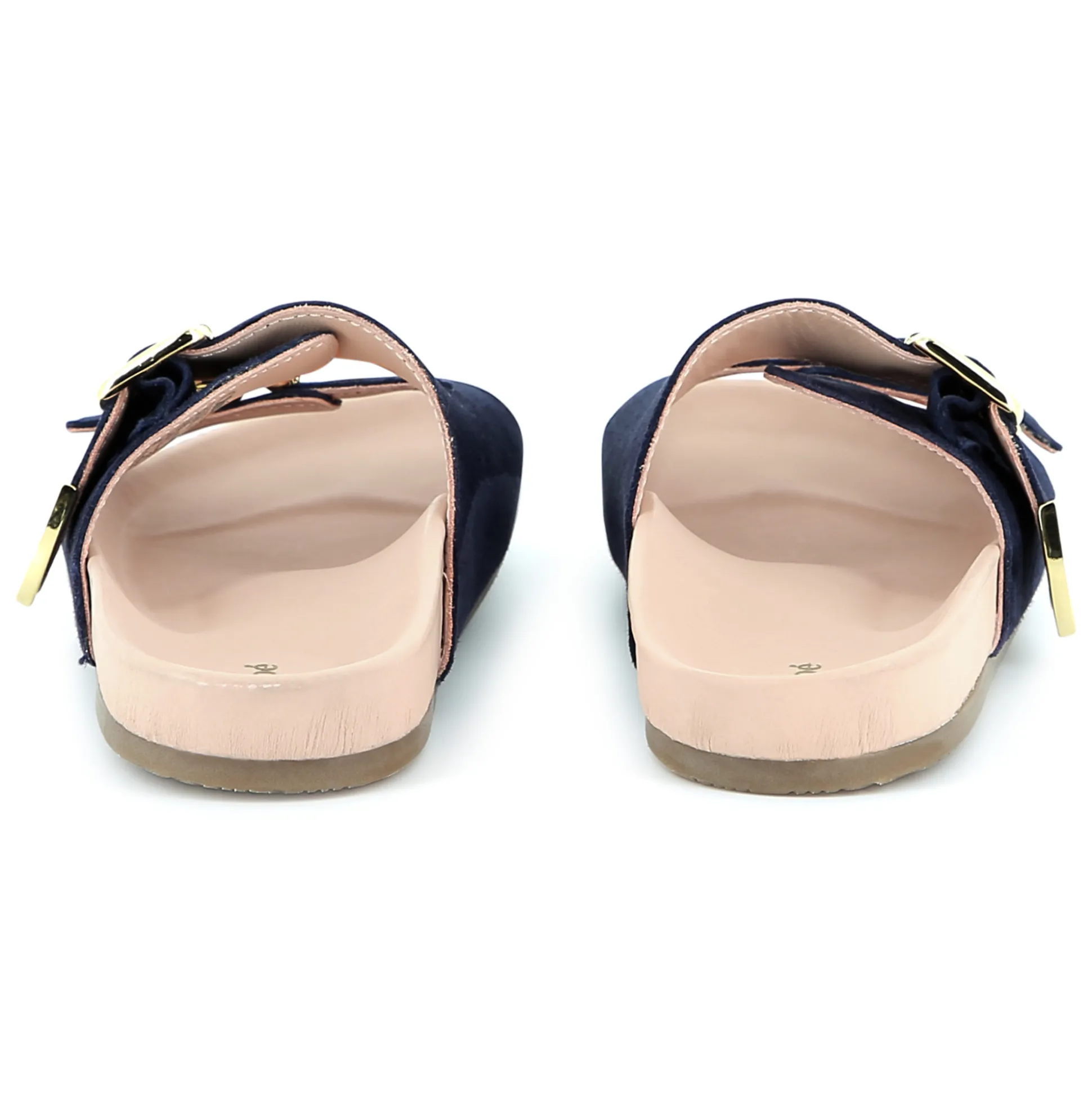 Buckled leather slides