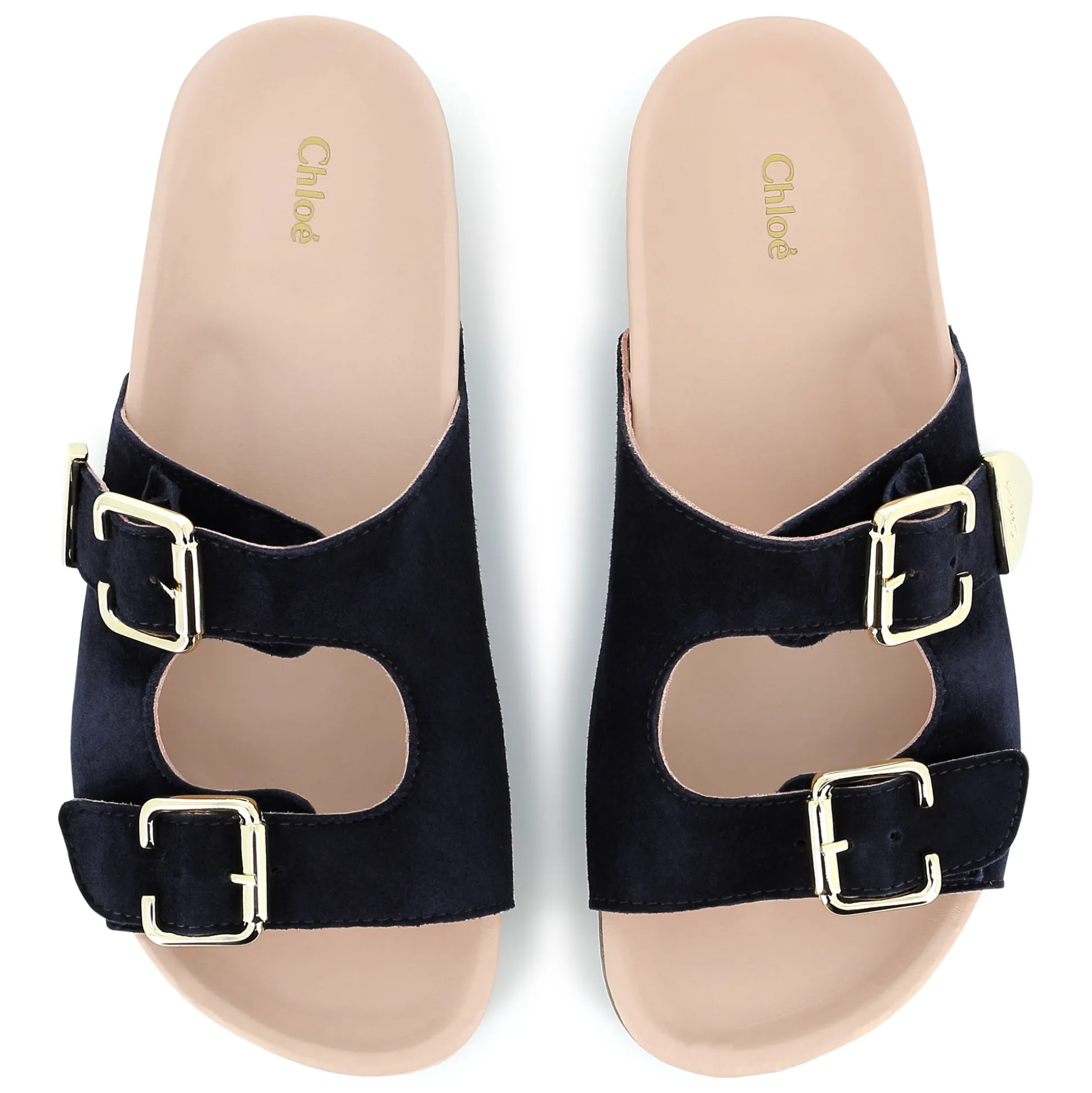 Buckled leather slides