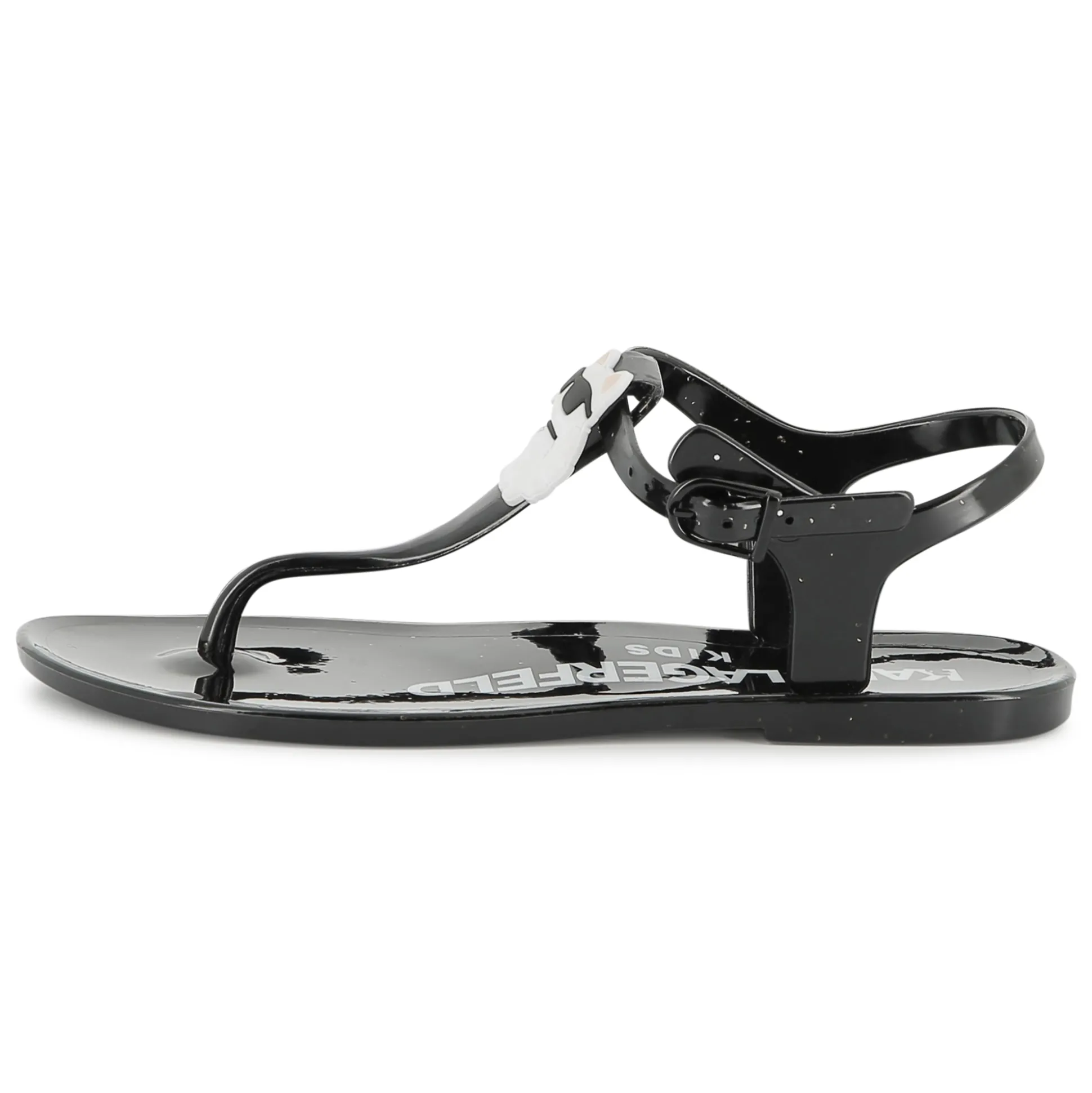Buckled sandals with badge