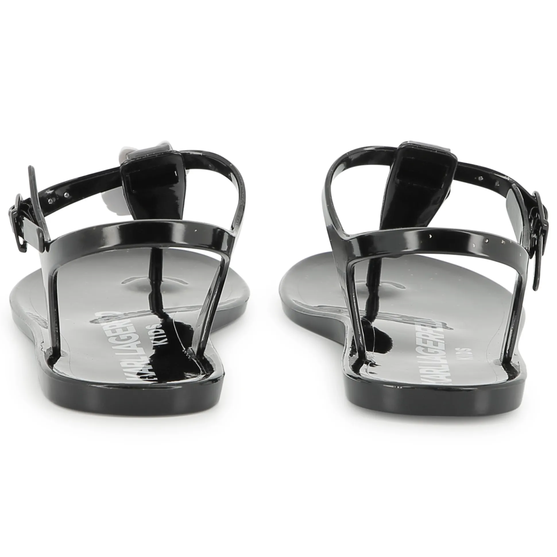 Buckled sandals with badge