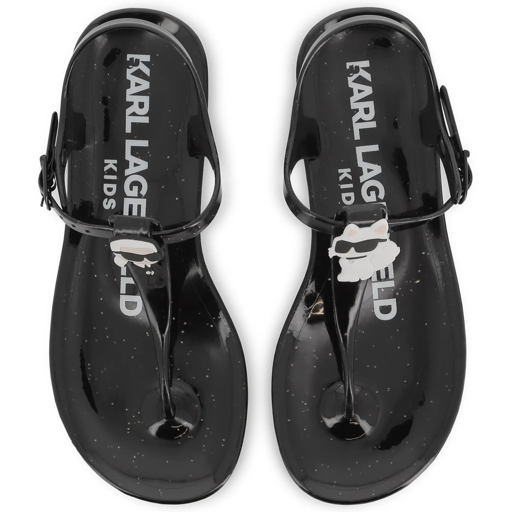Buckled sandals with badge