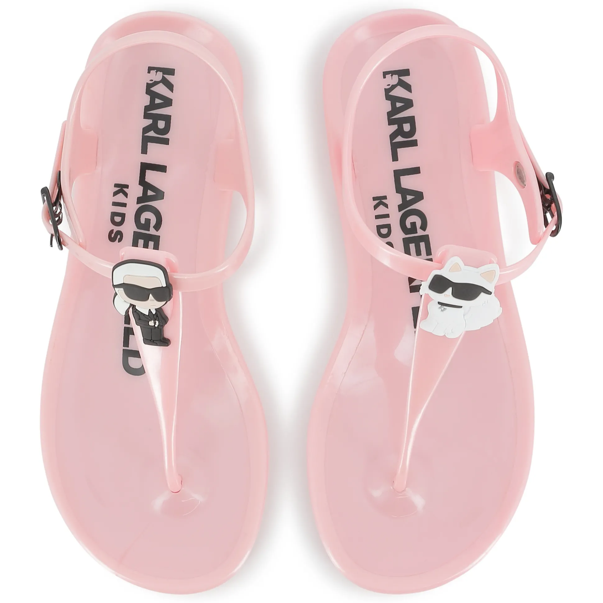 Buckled sandals with badge