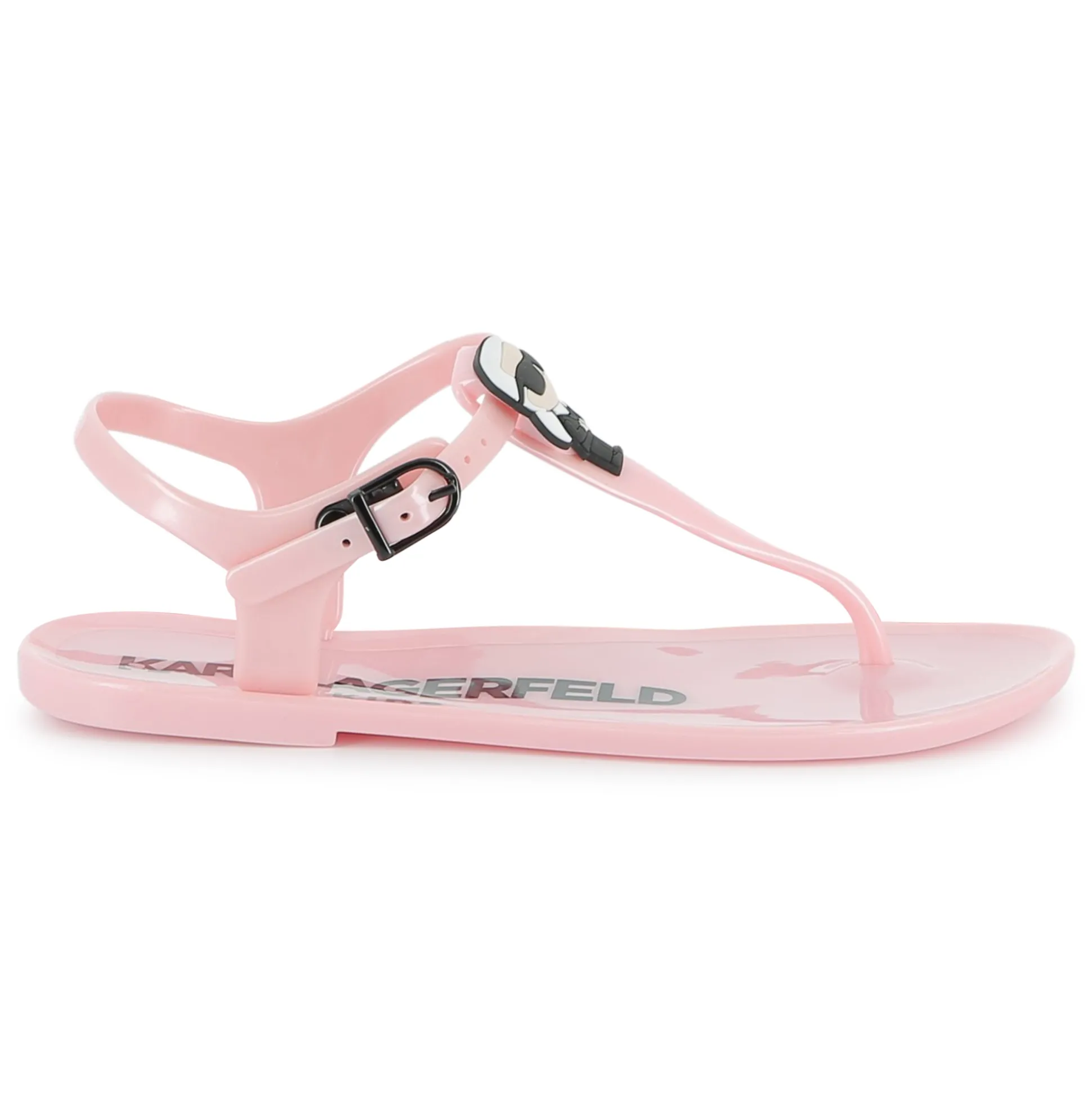 Buckled sandals with badge