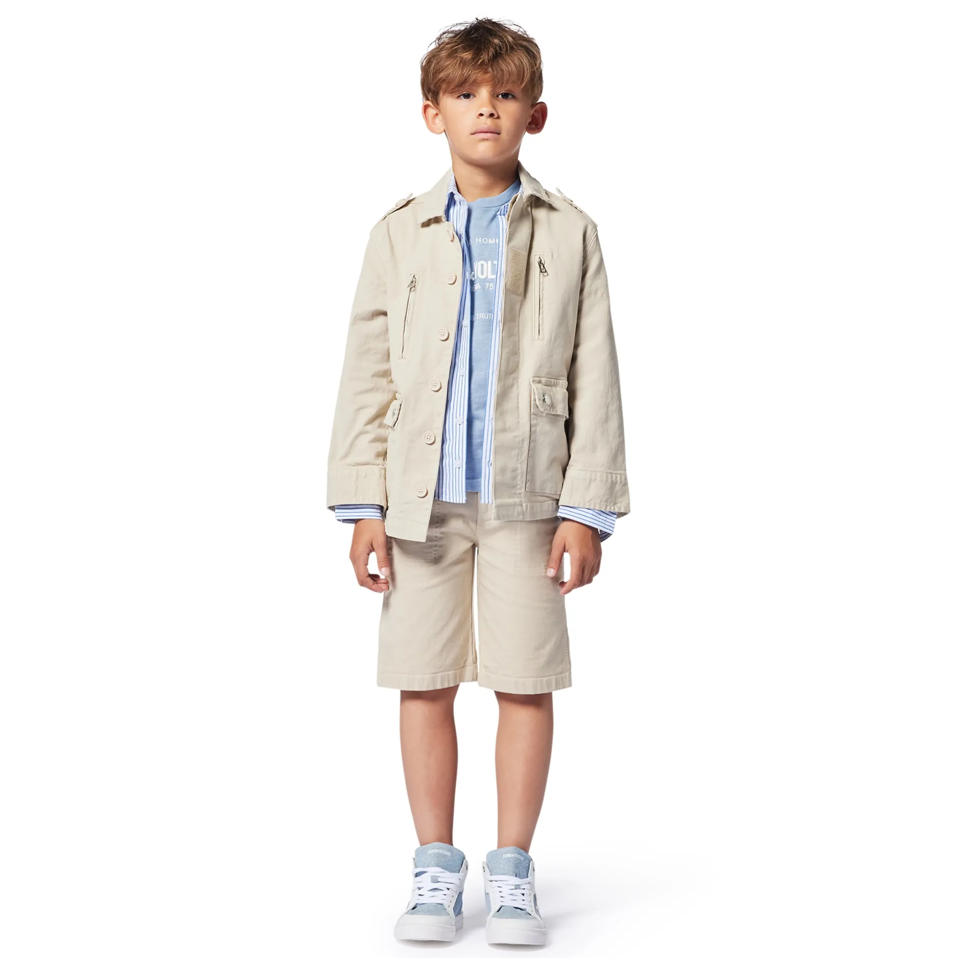 Buttoned military-style jacket