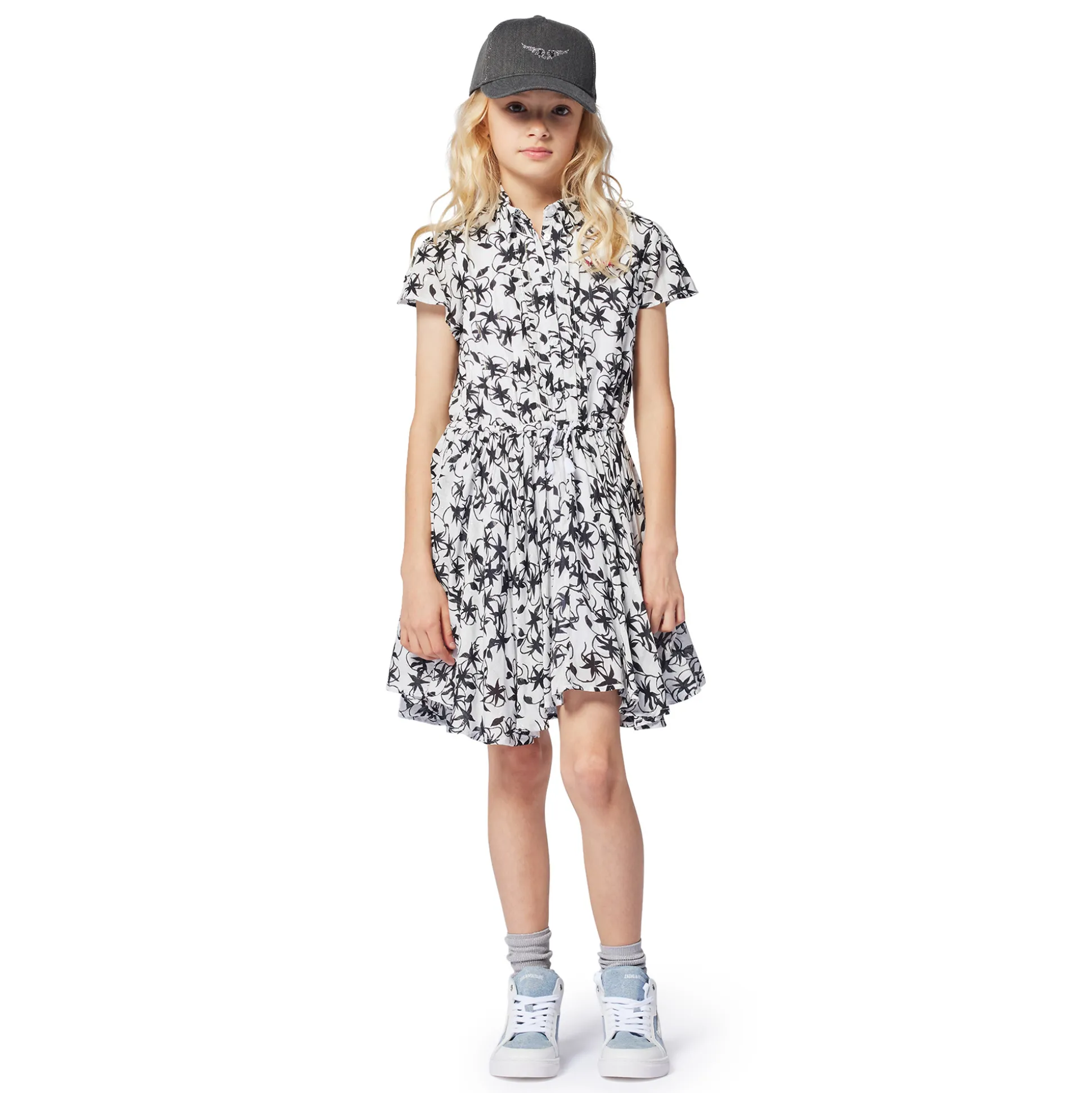Buttoned patterned dress