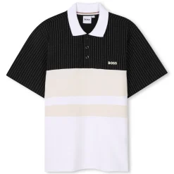 Contrasting-panel polo shirt