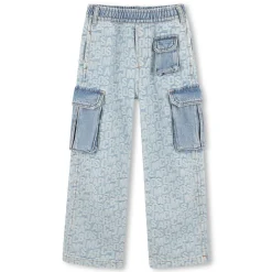 Cotton denim cargo trousers