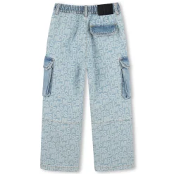 Cotton denim cargo trousers