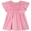 Cotton satin embroidered dress