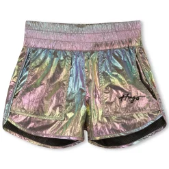 Crinkled iridescent shorts
