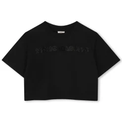 Cropped T-shirt with diamantés