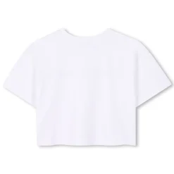 Cropped T-shirt with diamantés
