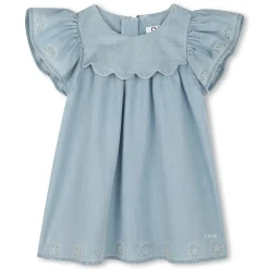 Denim dress with embroidery