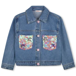 Denim jacket with sequins