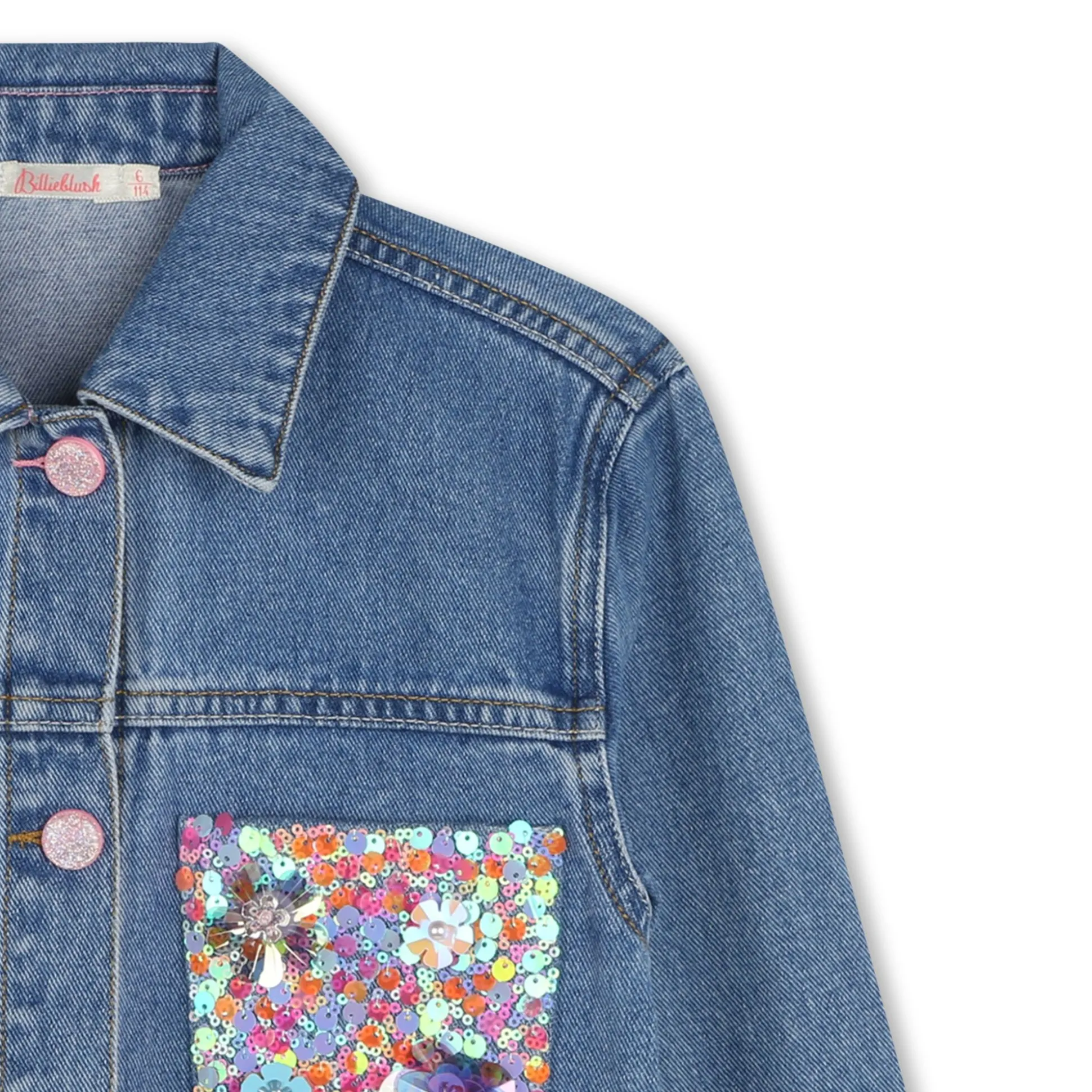 Denim jacket with sequins