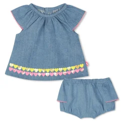 Denim set with frills