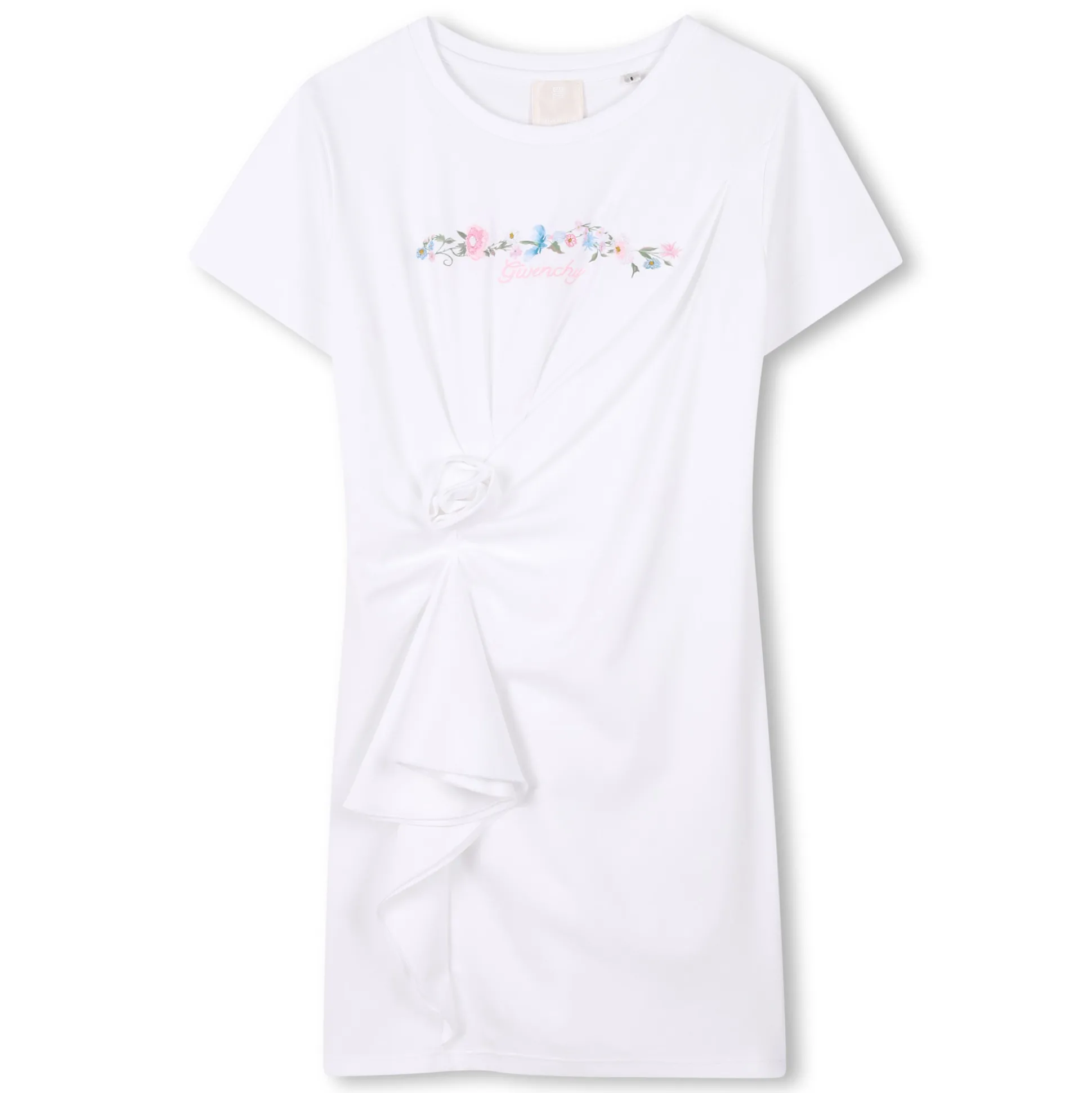 Dress with flower-effect frill