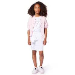 Dress with flower-effect frill