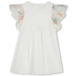 Dress with ruffled sleeves