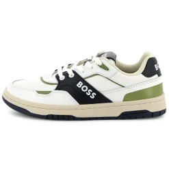 Dual-fabric lace-up trainers