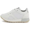 Dual-fabric lace-up trainers