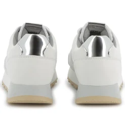 Dual-fabric lace-up trainers