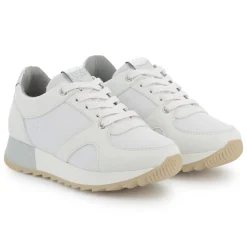 Dual-fabric lace-up trainers