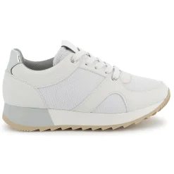 Dual-fabric lace-up trainers