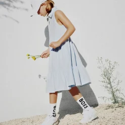 Dual-fabric lace-up trainers