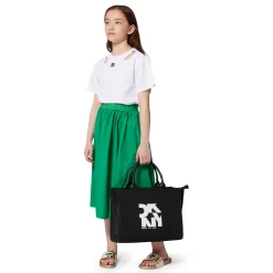 Elasticated-waist midi skirt