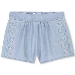 Embroidered denim shorts