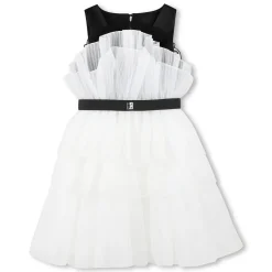 Frilled dress with trim