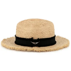 Hat with fringed brim