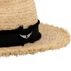 Hat with fringed brim