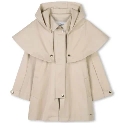 Hooded gabardine trench coat