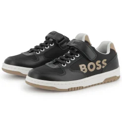Laced hook-and-loop trainers