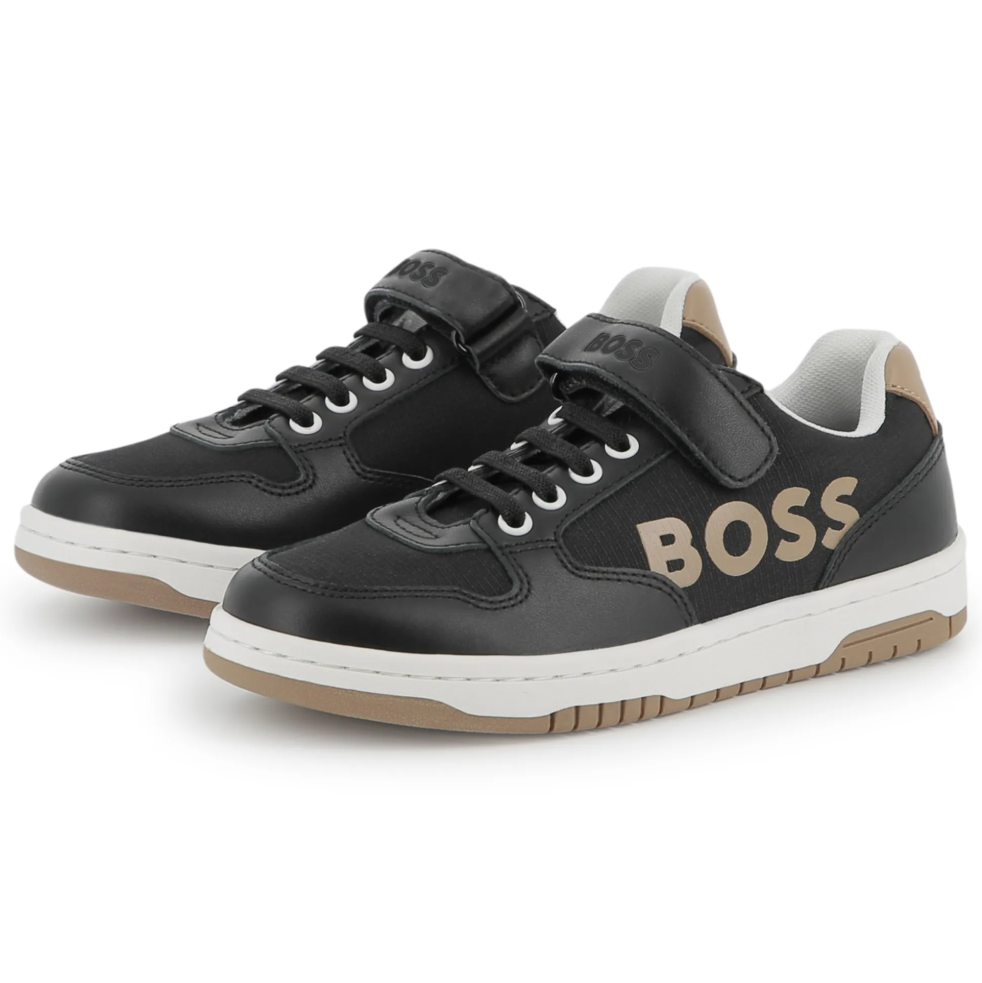 Laced hook-and-loop trainers
