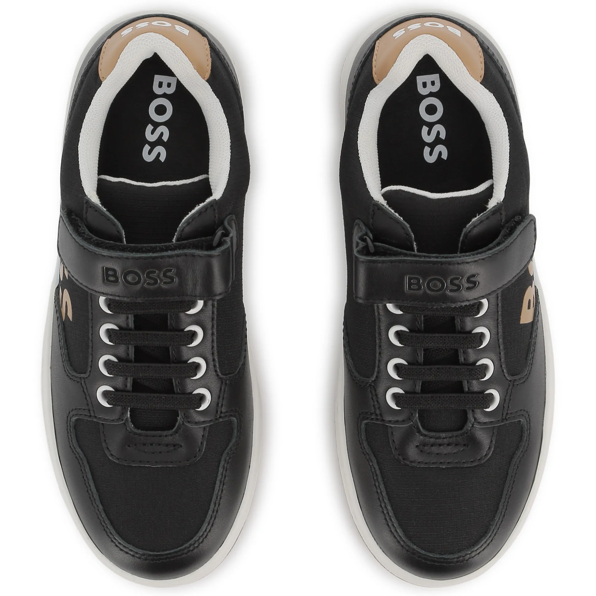 Laced hook-and-loop trainers