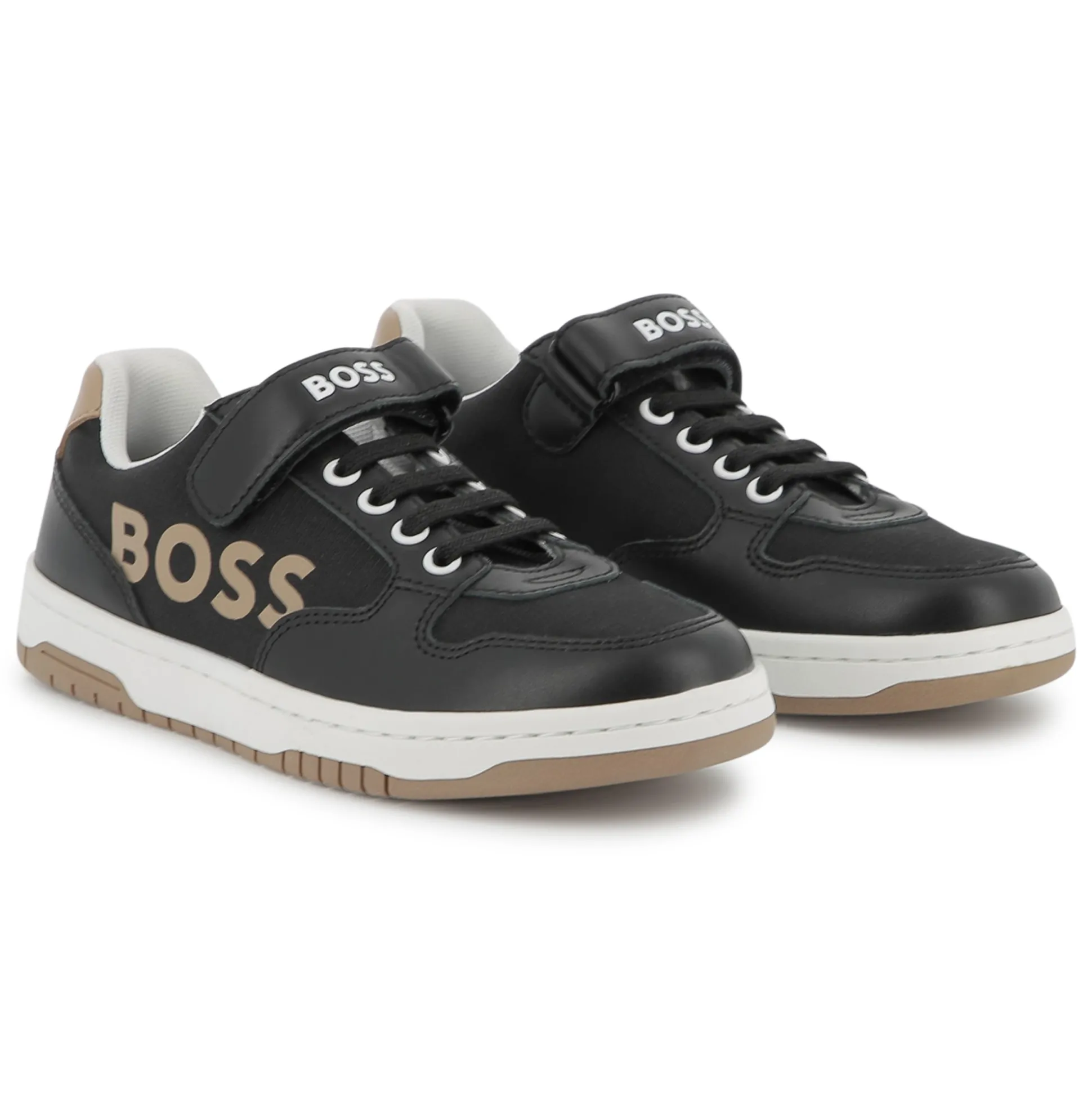 Laced hook-and-loop trainers