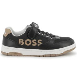 Laced hook-and-loop trainers