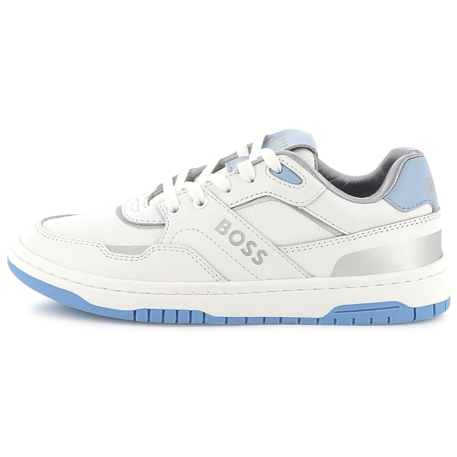 Lace-up dual-fabric trainers