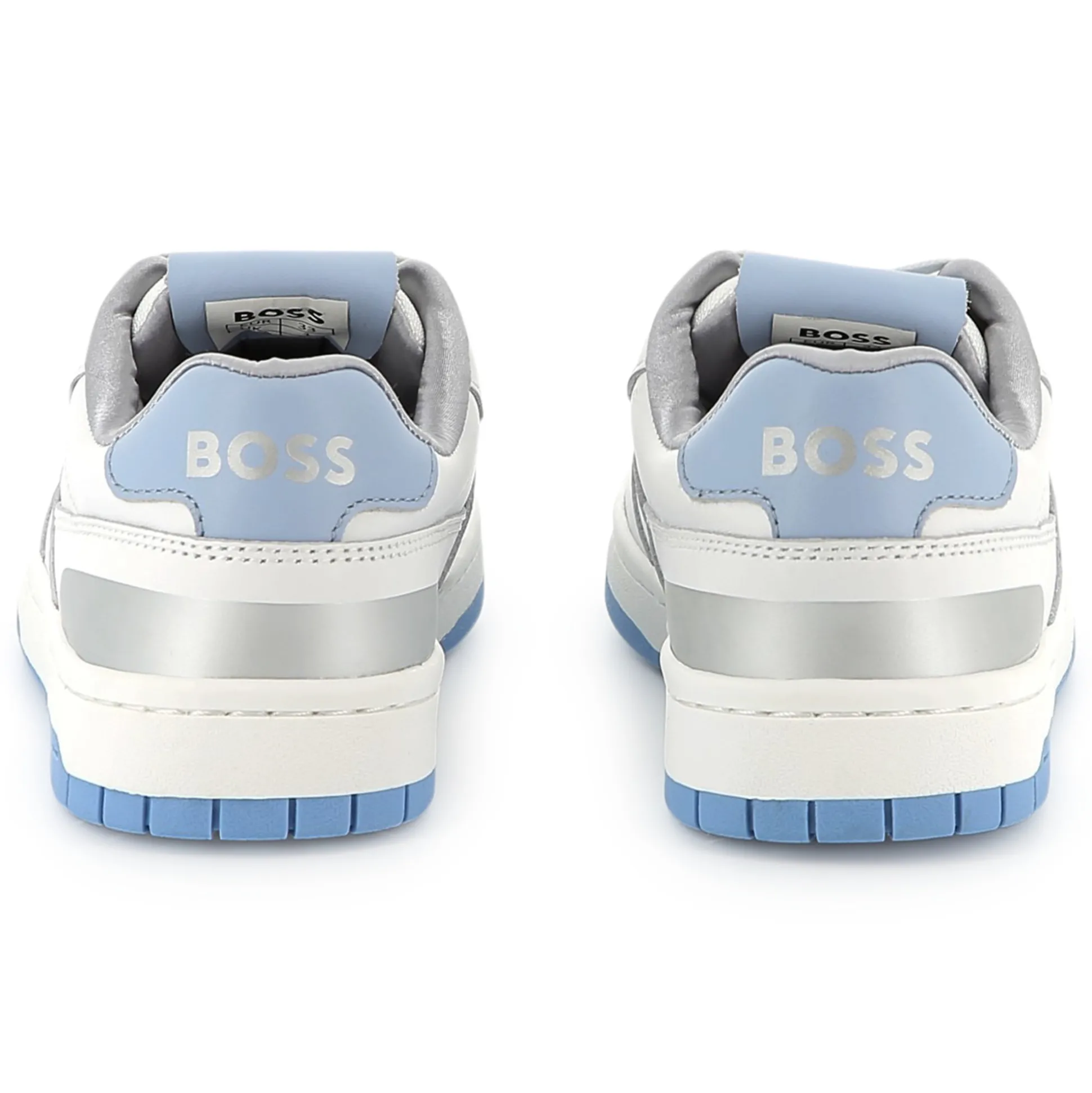 Lace-up dual-fabric trainers