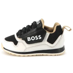 Lace-up leather trainers